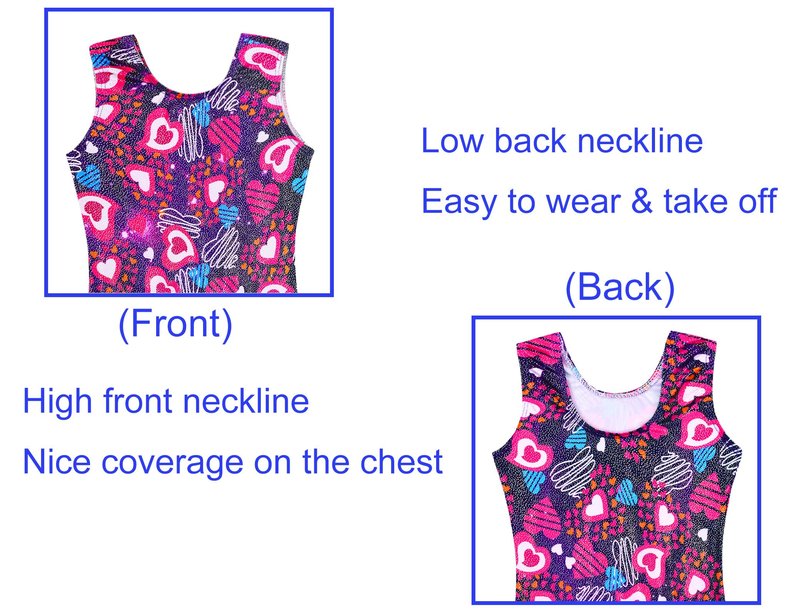 Domusgo Leotard for Girls Gymnastics Size 3t 4t Sparkly Pink Heart Love One Piece Biketard with Shorts