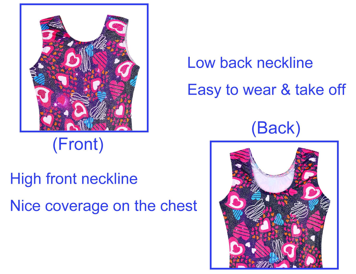 Domusgo Girls Gymnastics Leotards Size 7-8 Years Sparkle Heart Love Biketard with Shorts Fitted Ballet Outfits