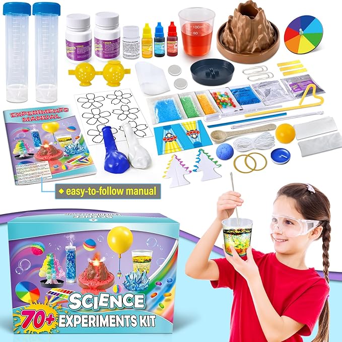 UNGLINGA 70+ Experiments Science Kit for Kids, Chemistry Set, Educational Toys Gifts Idea for Boys and Girls Birthday Christmas S.T.E.M Toy Project