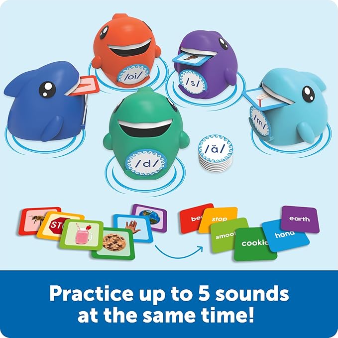 Learning Resources Say-a-Sound Sorting Sharks - Montessori Toys, Kindergarten Learning Activities, Phonemic Awareness Flash Cards, Dyslexia Tools for Kids, Speech Therapy Materials, Learn to Read