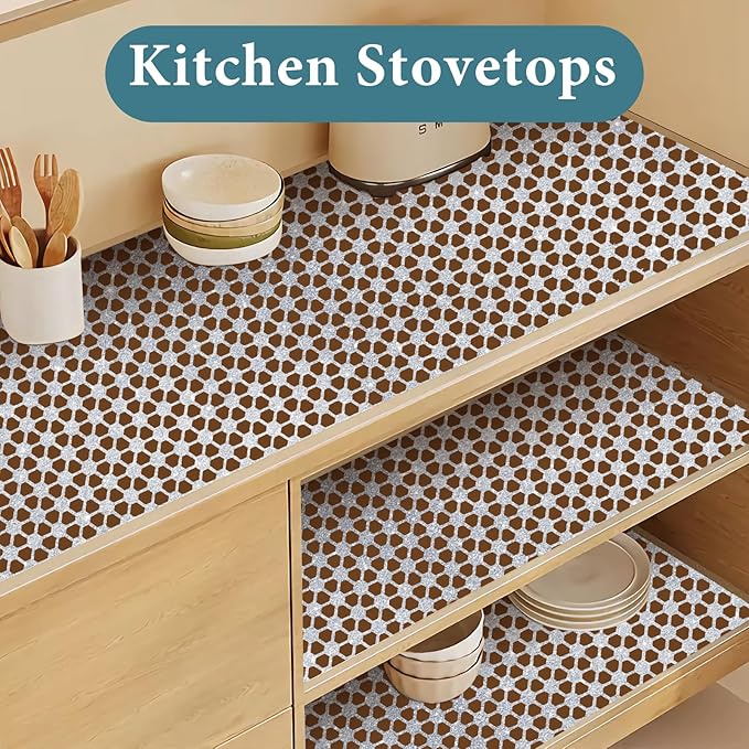 Drawer and Shelf Liner for Kitchen Cabinet: 17 in X 20 Ft Non Slip Waterproof Shelf Paper Non Adhesive Refrigerator Liners Silver Square Easy Liners for Bathroom with Knife Tape Measure