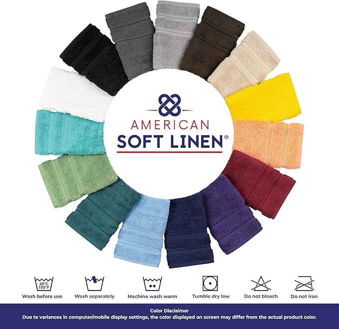 American Soft Linen Premium 3 Piece Towel Set, 1 Bath Towel 1 Hand Towel 1 Washcloth, 600 GSM 100% Cotton Turkish Towels for Bathroom, Electric Blue Towel Set