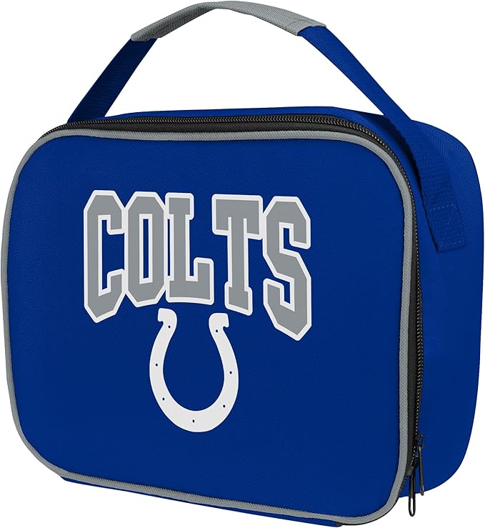 FOCO NFL Unisex-Adult Officially Licensed Wordmark Team Color Big Logo Football Zip Closure 7L Lunch Bag - Indianapolis Colts