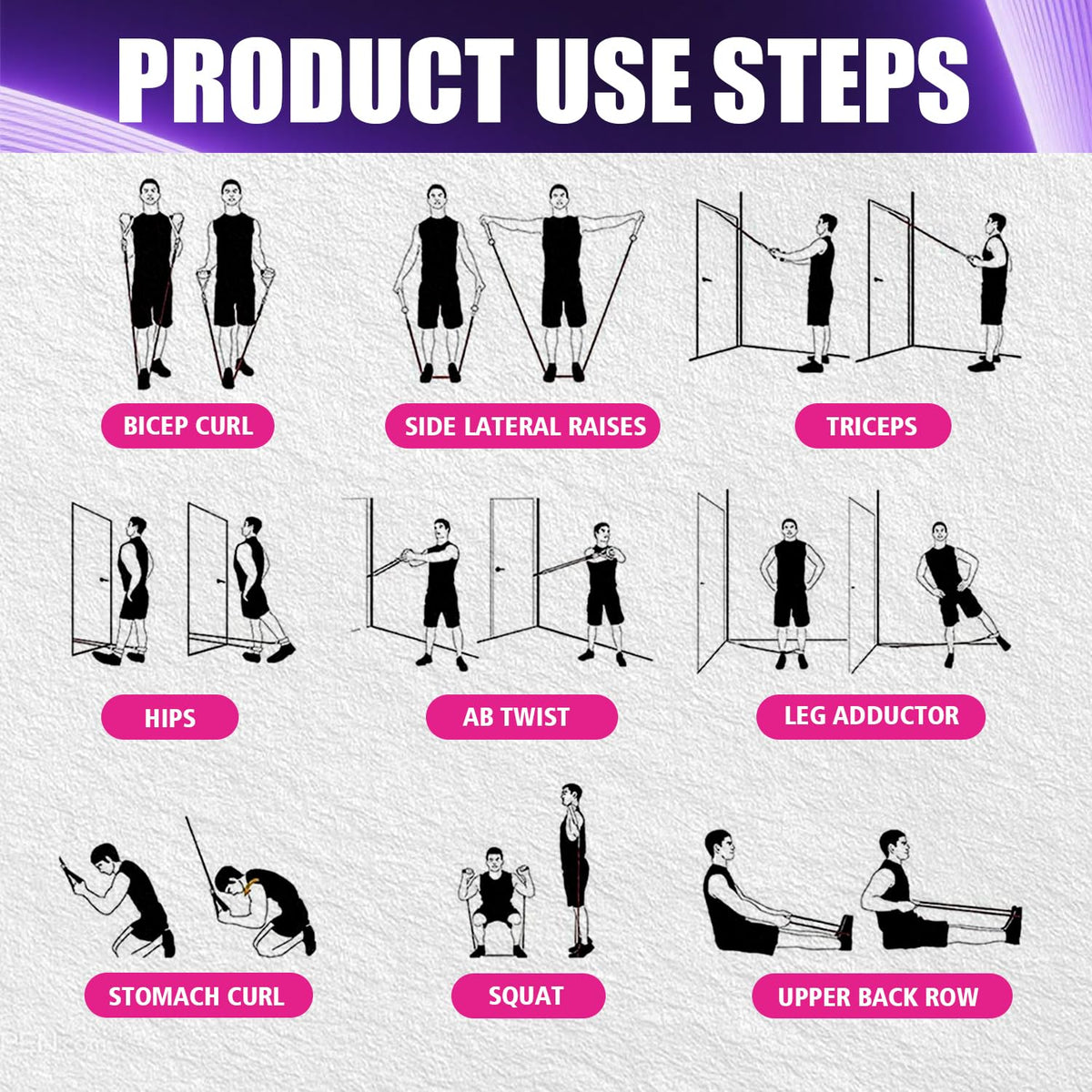 WHATAFIT Resistance Bands, Exercise Bands，Resistance Bands for Working Out, Work Out Bands with Handles for Men and Women Fitness, Strength Training Home Gym Equipment