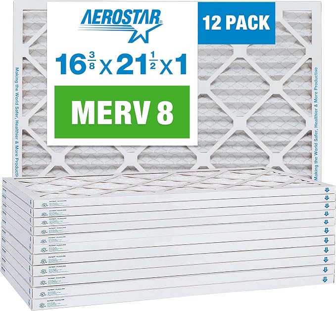 Aerostar 16.375x21.5x1 MERV 8 Air Filter, Pleated AC Furnace HVAC Filters