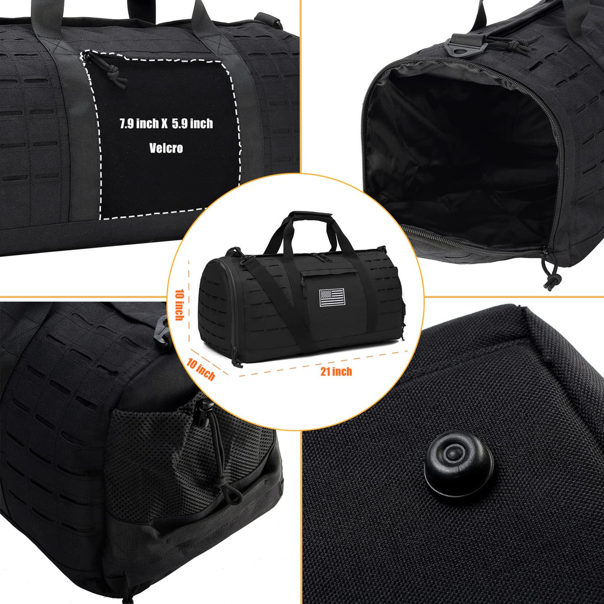 QT&QY 40L Military Tactical Duffle Bag For Men Sport Gym Fitness Tote Travel Training Workout With Shoe Compartment Basketball Football Weekender