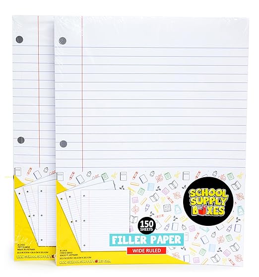 School Supply Boxes | Elementary Writing Pallet (112 Boxes) | Back to School Essentials Kit for Students & Teachers | Includes Wide-Ruled Filler Paper, Wide-Ruled Notebooks, 12 ct. Pens, & More
