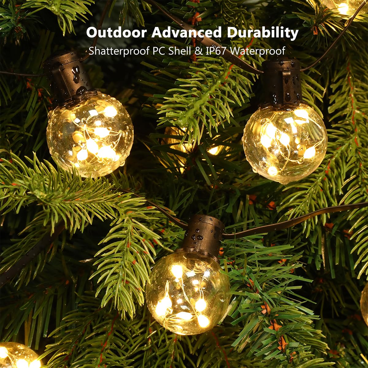 KepStars Outdoor String Lights Plug in, 25ft 20 LED Bulbs Hanging Patio Lights Dimmable with Timer & Remote, Globe Bulb Shatterproof & Waterproof for Outdoor Indoor Backyard Balcony Decor - Warm White