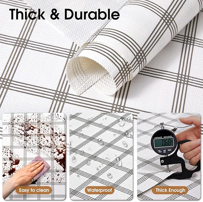 Beautysaid Shelf and Drawer Liner for Kitchen Cabinet, Non Adhesive Non Slip Shelf Paper Waterproof Washable Thickened for Dresser Pantry Shelve Bathroom Protector Liner(Plaid,18 in x 10 FT)
