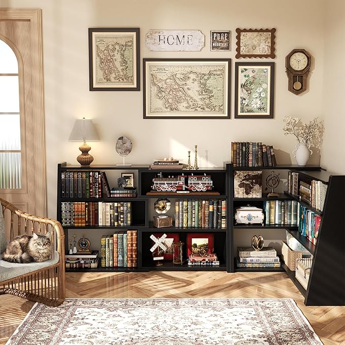 Armocity Book Shelf - Small Expandable Ladder Shelf, Short Corner Bookshelf for Small Spaces, 4 Tier Wood Narrow Bookcase, for Living Room, Bedroom, Entryway, Black