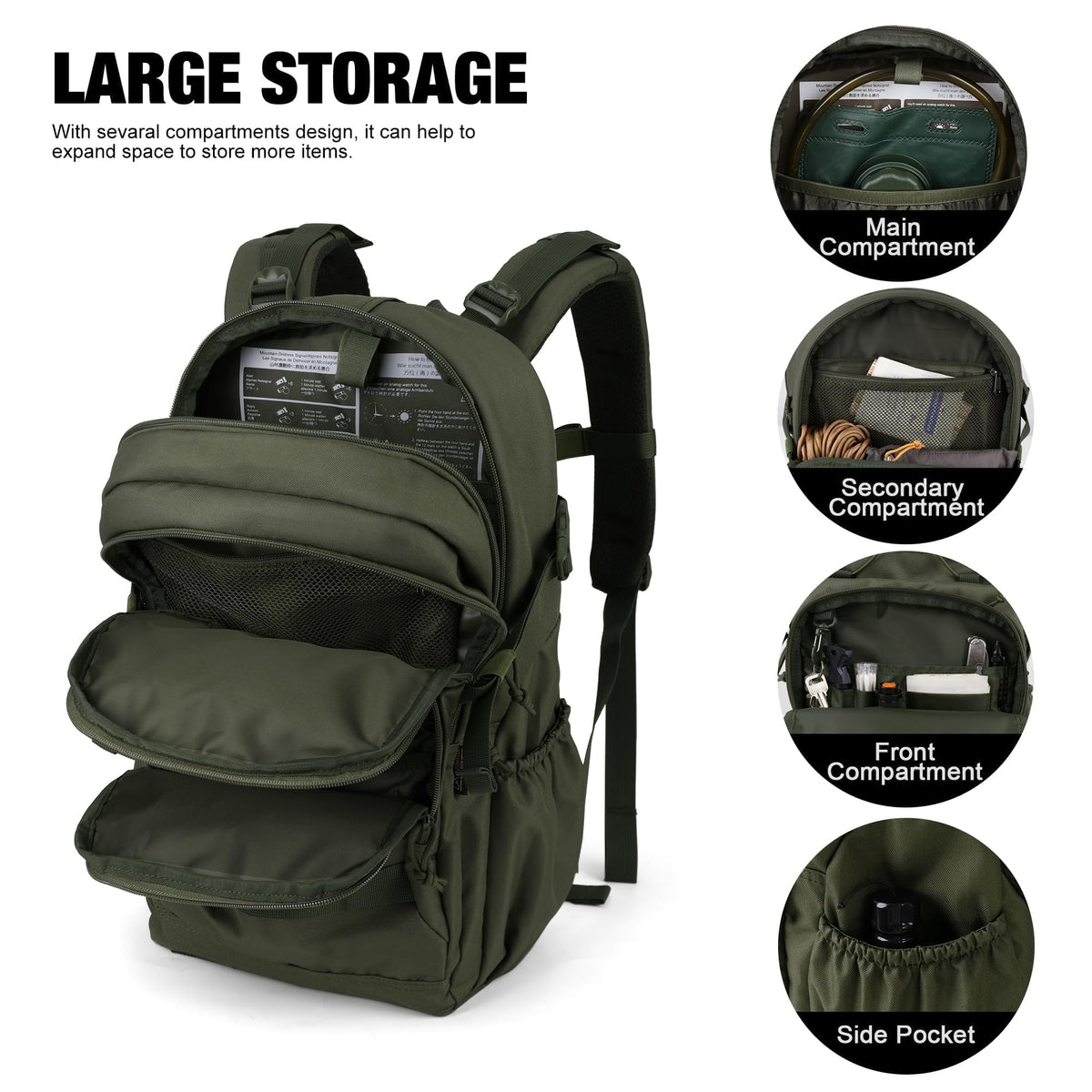 Mardingtop 28L Tactical Backpack for Men, Molle Military Rucksack Daypack with YKK zippers for Hiking Travel Camping