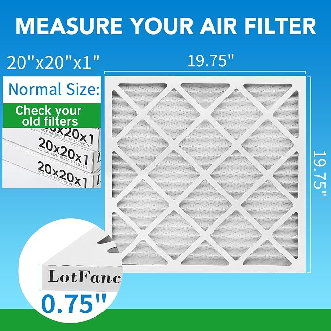 LotFancy 20x20x1 Air Filter MERV 8 4-Pack, Electrostatic Pleated Furnace & AC