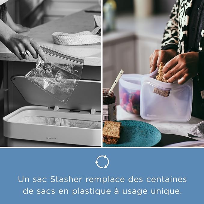Stasher Premium Reusable Silicone Food Storage Snack Bag, Clear, 12 oz