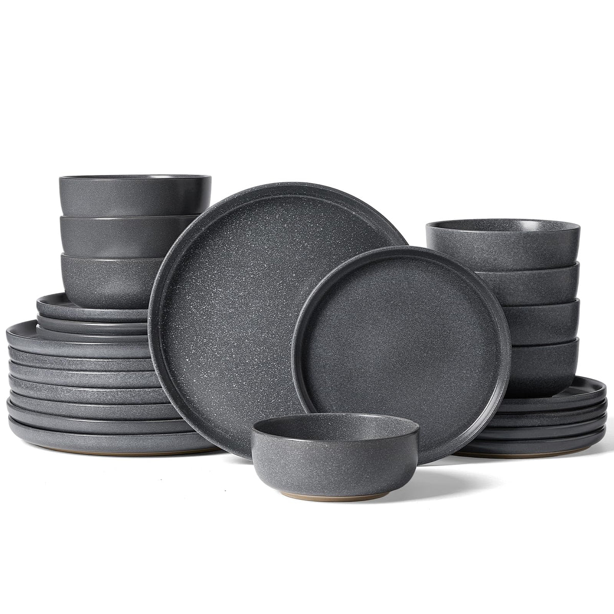 Famiware Milkyway 16-Piece Dinnerware Set with Mugs, Dark Gray