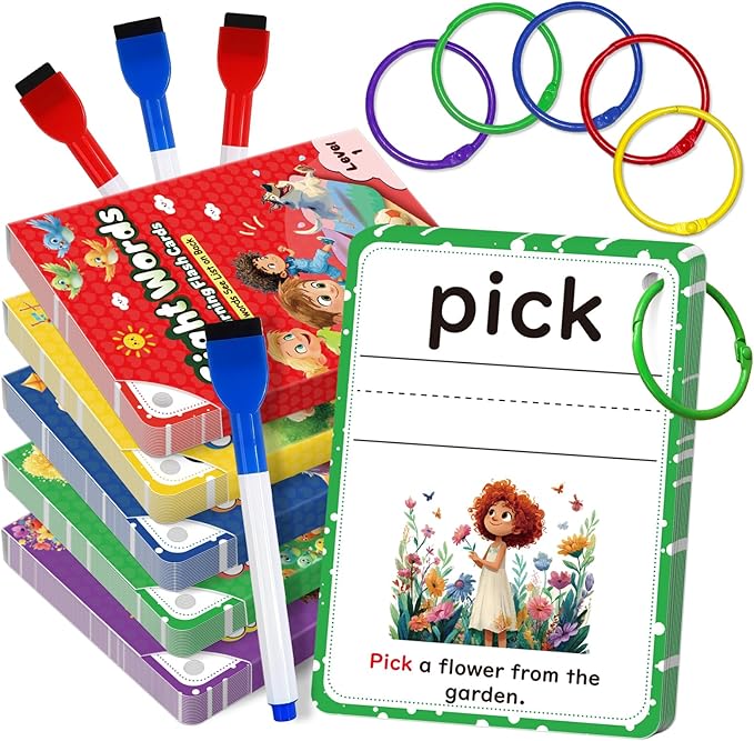 Sight Words Flash Cards Kindergarten, Flash Cards for Kids Ages 4-8, 250 Dolch Sight Word Writing Reading Spelling Games for Kindergarten Reading Books and Homeschool