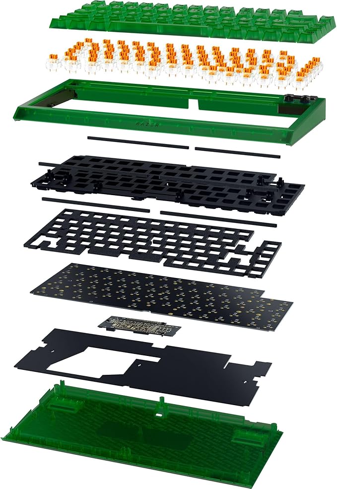 Razer BlackWidow V4 75% Mechanical Gaming Keyboard: Hot-Swappable Design - Compact & Durable - Orange Tactile Switches - Chroma RGB - MF Roller & Media Keys - Comfortable Wrist Rest - Phantom Green