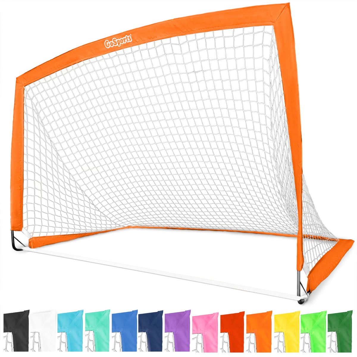 GoSports Team Tone 6 ft x 4 ft Portable Soccer Goal for Kids - Pop Up Net for Backyard - Orange