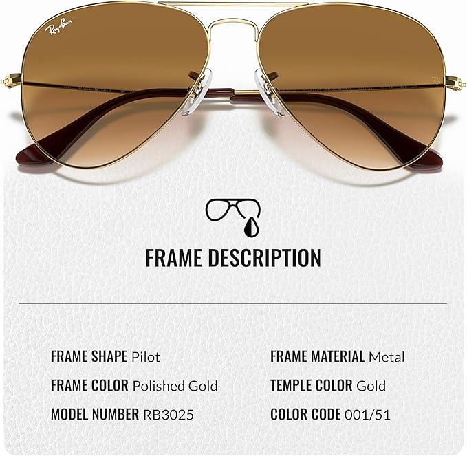 Ray-Ban RB3025 AVIATOR GRADIENT Pilot Shaped Sunglasses for Men & Women with Official RAYBAN Eyewear Kit