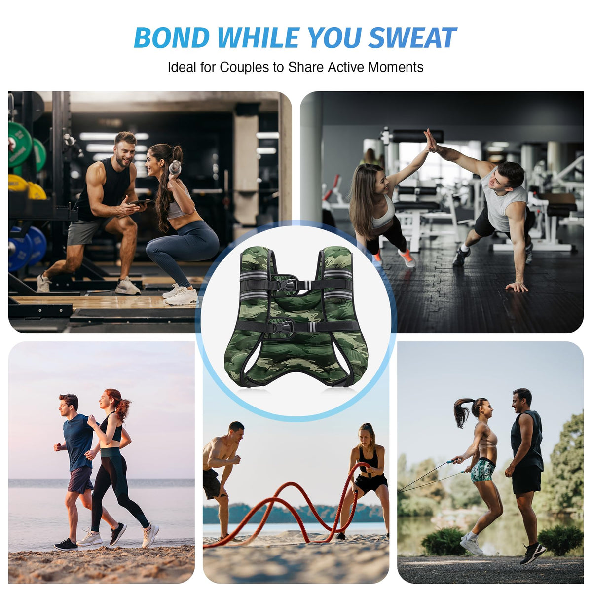 ZELUS Weighted Vest, 6lb/8lb/12lb/16lb/20lb/25lb/30lb Weight Vest for Men Women with Storage Pocket & Reflective Strips for Workout Strength Training Running Muscle Building, Forest Green Camo (30 lb)