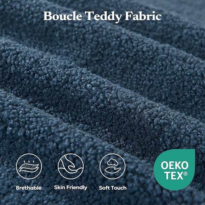 Loveseat Sofa, Cloud Modular Sofa Couch, Upholstered Floor Sofa with Deep Seat, Upholstered Foam Couch for Bedroom Living Room, No Assembly Required (Teddy Boucle, Blue)