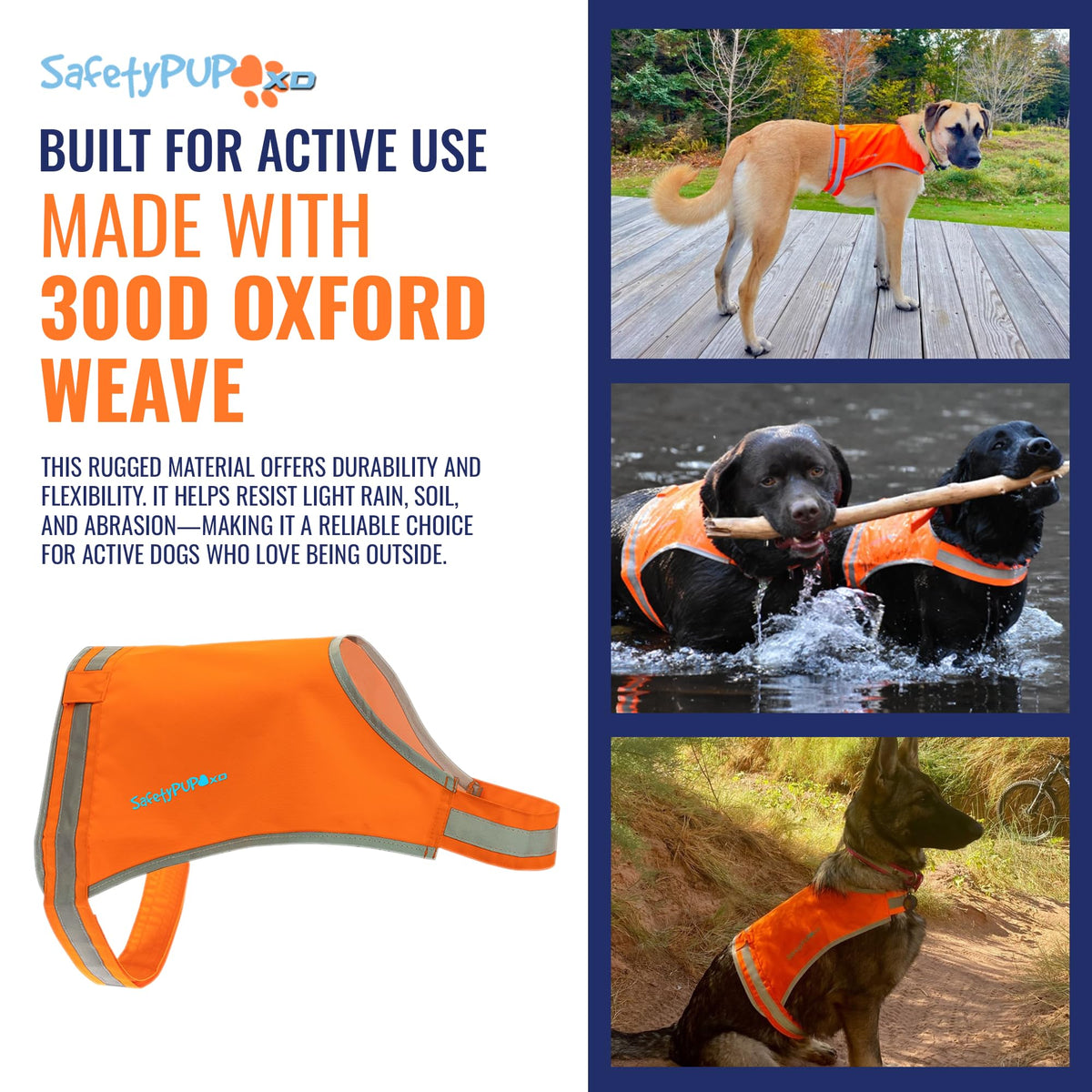 SafetyPUP XD Lite Blaze Orange Reflective Dog Vest – High Visibility Hunting & Safety Vest with Lightweight Mid-Back Coverage. Apparel Gear for Small Medium and Large Breeds