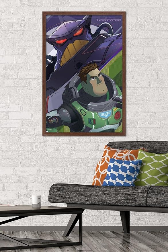 Trends International Disney Pixar Lightyear - Buzz and Zurg Wall Poster, 22.375" x 34", Mahogany Framed Version