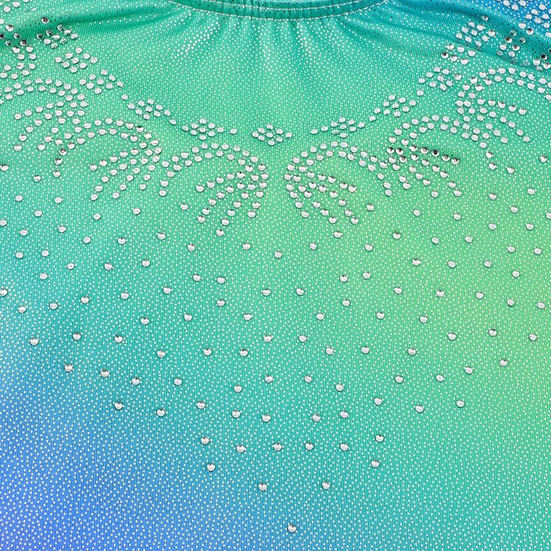 Belovance Leotards for Girls Gymnastics 6 7 Kid Child Dance Outfit Gradient Rhinestone Green Purple Biketard (Gradient Blue Purple, 6-7 Years)