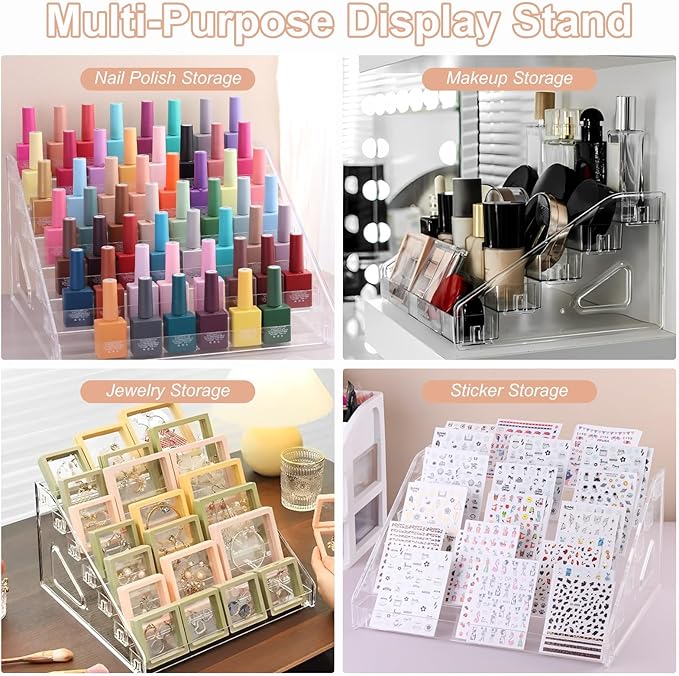 Nail Polish Organizer Clear Acrylic Eyeglasses Display Holder Essential Oil Storage Rack Makeup Stand Tray - 7 Layer