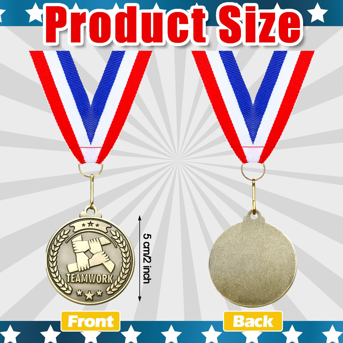 Quelay 30 Pcs 2'' Gold Awards Medals Bulk Winner Medals with Neck Ribbons Encourage Team Participation for Adults Trophy Award Prize Gift Competitions Graduation Party(Teamwork)