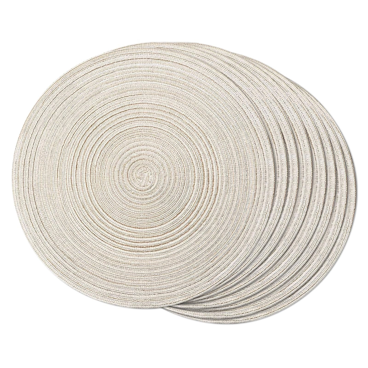 FunWheat Round Braided Placemats Set of 4 Place mats for Dining Tables Woven Heat Resistant Table Mats 15 inch (Wine,4pcs)