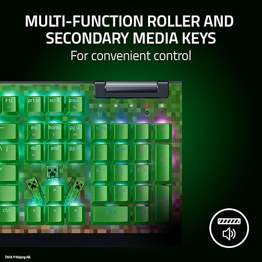 Razer BlackWidow V4 X Mechanical Gaming Keyboard: Green Switches Tactile & Clicky - 6 Macro Keys - Chroma RGB - Doubleshot ABS Keycaps - Sound Dampening & Stabilizers - Minecraft Edition