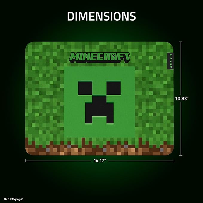 Razer Gigantus V2 Cloth Gaming Mouse Pad (Medium): Textured MicroWeave Cloth Surface - Thick, High-Density Rubber Foam - Non Slip Base - Minecraft Edition