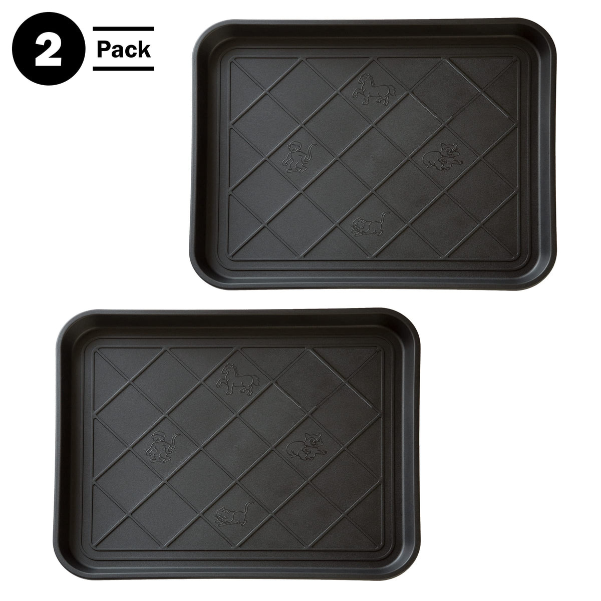 All-Weather Boot Tray - Water-Resistant Plastic Mud Pan, Pet Food Tray, and Outdoor or Indoor Shoe Mat for Entryway by Stalwart (Black)