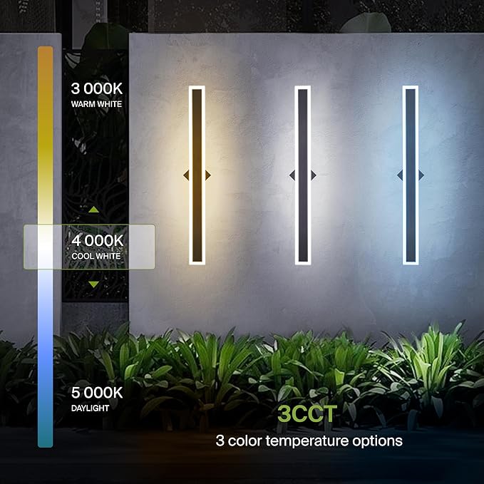 ASD LED 36" Long Wall Mount Light Fixture, Outdoor & Indoor Linear Sconce | 3CCT, Dimmable, Waterproof, Anti-Rust, ETL Listed | 30W 2500LM 3000-5000K 100-277V | Exterior Porch Lighting | Black
