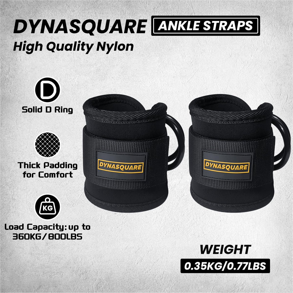 DYNASQUARE Cable Attachments for Home Gym, Made of Heavy Duty Solid Steel, LAT Pulldown Attachment, Weight Machine Accessories, Straight Pull Down Bar, Tricep Rope, Exercise & Double D Handle