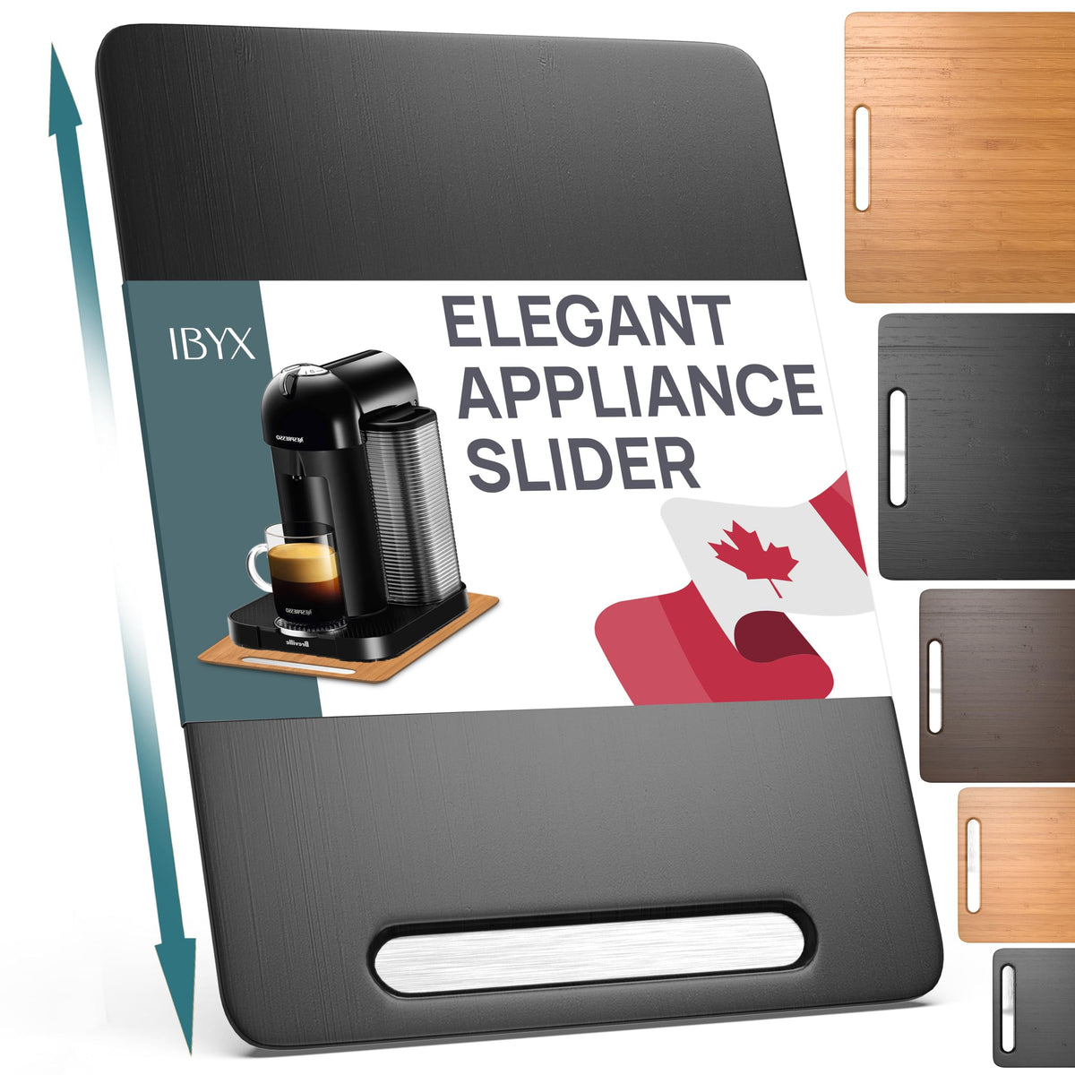Ibyx Appliance Slider, Sliding Tray for Coffee Maker, 12x16 in, Black
