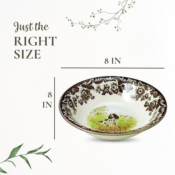 Spode Woodland Cereal Bowl - English Springer Spaniel Motif, 8 Inch Fine Earthenware from the Hunting Dogs Collection – Microwave, Dishwasher & Warm Oven Safe, Made in England