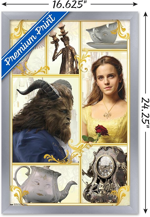 Trends International Disney Beauty And The Beast - Group Wall Poster, 14.725" x 22.375", Silver Framed Version