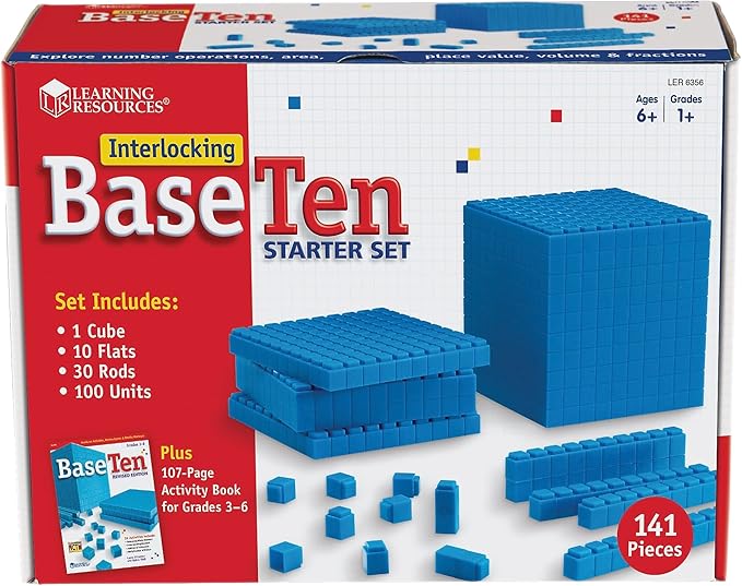 Learning Resources Interlocking Base Ten Starter Set, Early Math, Counting, Connecting Blocks, 141 Piece Set, Ages 6+