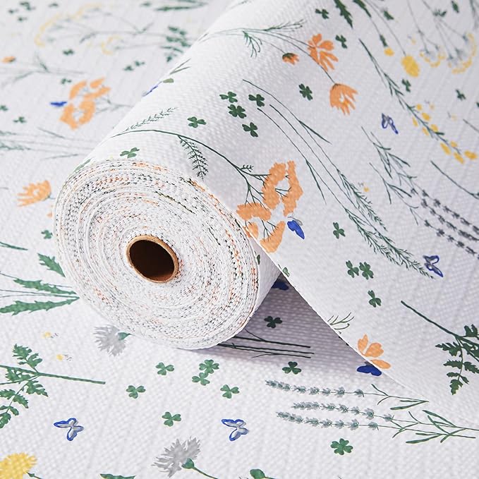 Beautysaid Shelf and Drawer Liner for Kitchen Cabinet, Non Adhesive Non Slip Shelf Paper Waterproof Washable Thickened for Dresser Pantry Shelve Bathroom Protector Liner(Floral,12 in x 20FT)