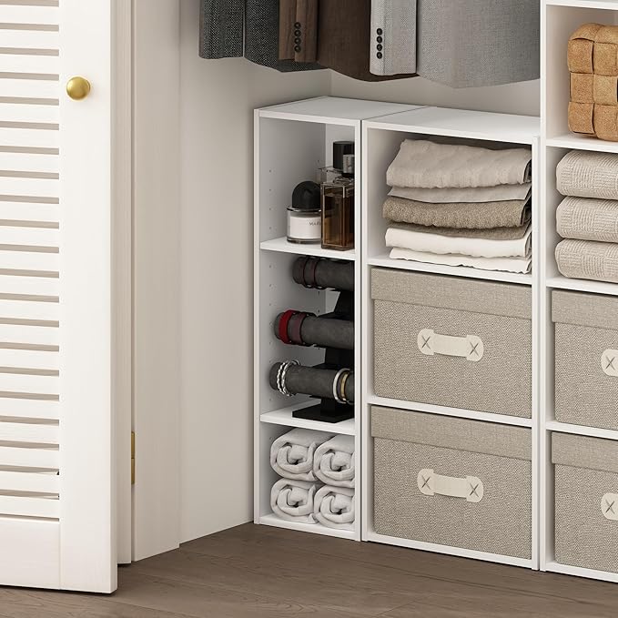 Furinno Fulda Book Shelf, 3-Tier Narrow Bookshelf, Bookcase with 10-in Width Storage Shelf, 9.3 x 9.8 x 31.5, for Living Room, Bedroom, Home Office, White