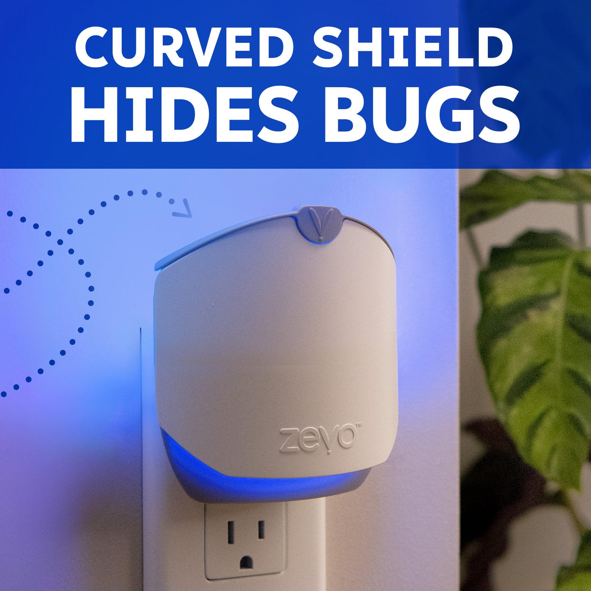 Zevo Compact Flying Insect Trap Kit with Refill Cartridges - Plug-in Indoor Bug Catcher for Gnats, House & Fruit Flies - Blue + UV Light Technology, No Odor, No Mess (1 Plug-in Device + 3 Cartridges)