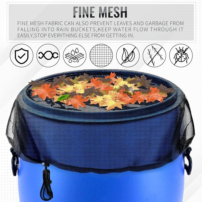 Mesh Cover for Rain Barrel, Leaves and Debris