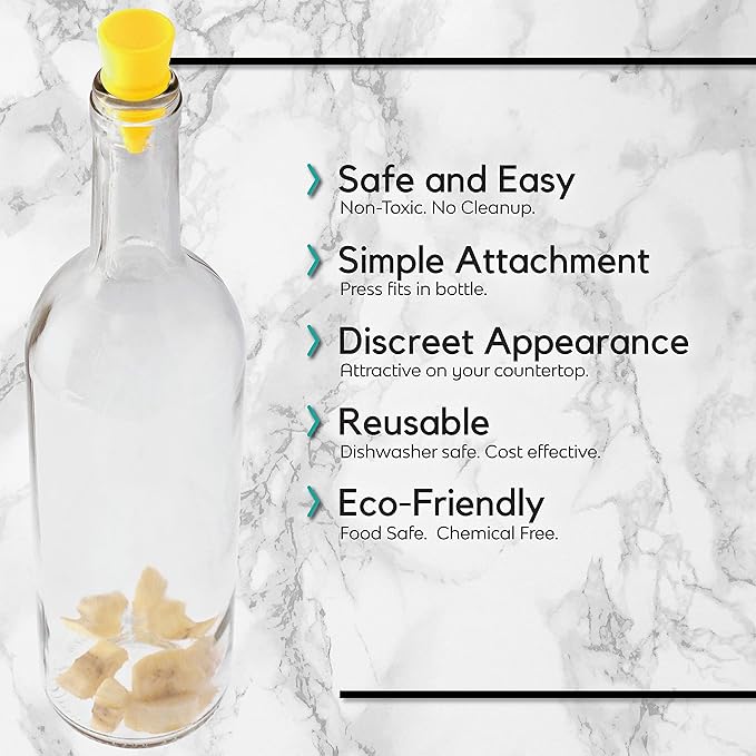 Fruit Fly Bottle Top Trap – Reusable Non-Toxic Indoor/Outdoor Catcher (Yellow, 2 pcs)