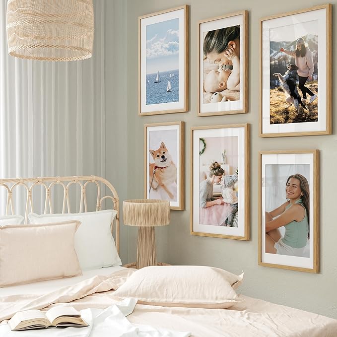 Axeman 17x23 Frame | Solid Oak Wood 13 x 19 Picture Frame With Mat To 17x23 | 23x17 Wood Poster Frame | Tempered Glass and Hanging Hardware Included Home Wall Decor Art Hanging Frame | Natural