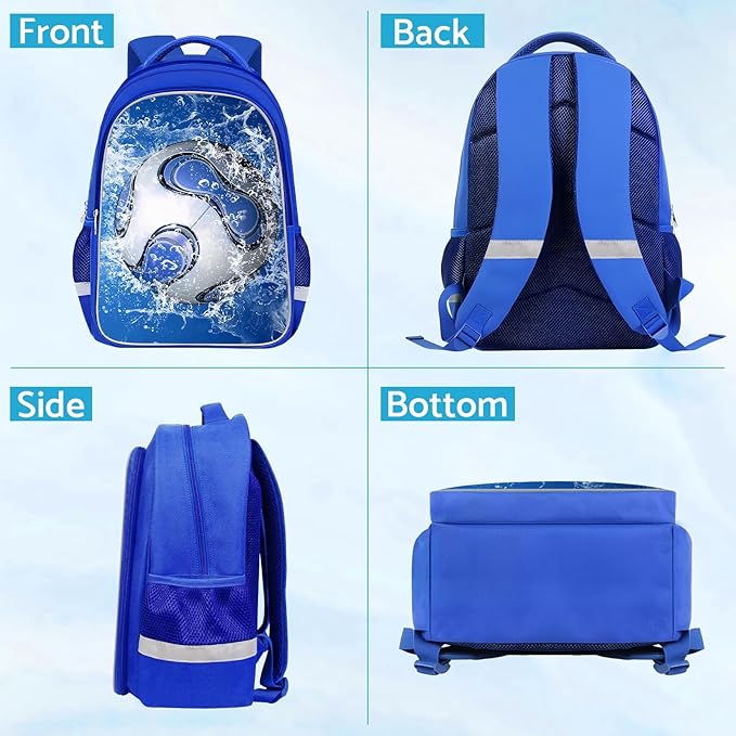 School Backpack for Boys - Soccer Boys Backpack for Kids Children Teens Elementary Middle School - Students Bag for Ages 6-18,17″Bookbag Multifunctional Large Capacity