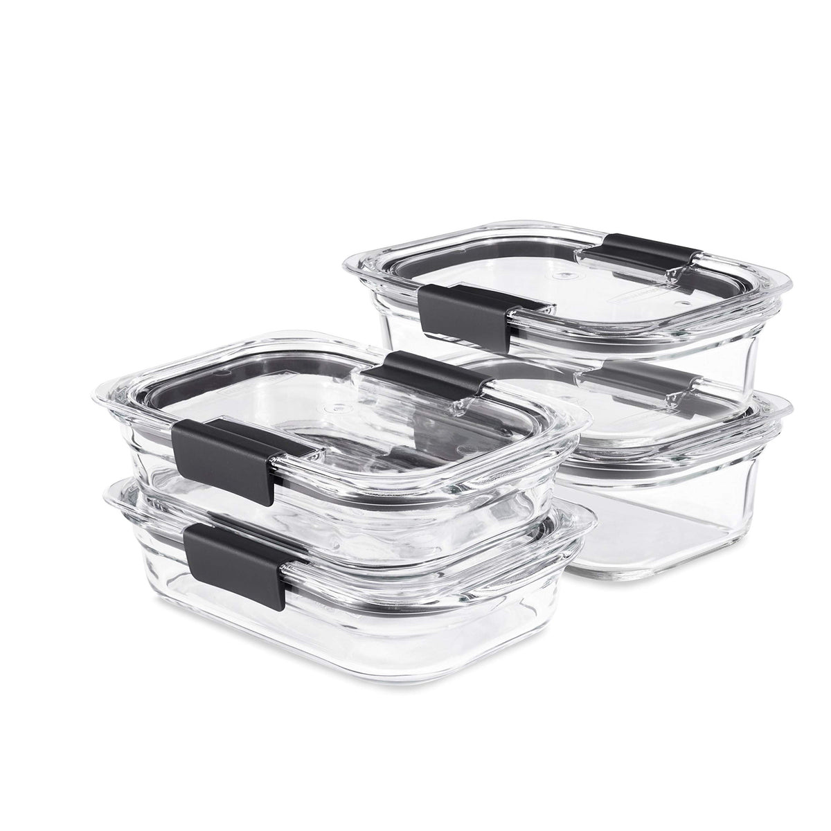 Rubbermaid Brilliance® Glass Round Leak-Proof 6-Piece Set Food Storage Containers, Food Containers with Lids, Meal Prep Containers