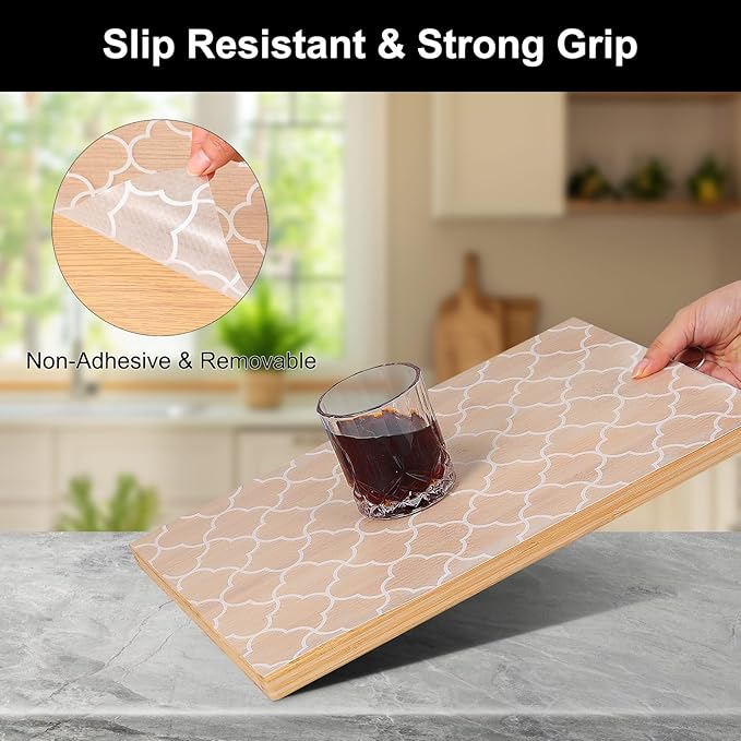 Cooyes Shelf Liner – Premium Non-Adhesive Cabinet & Drawer Liner for Kitchen – Waterproof Shelf Paper with Modern Pattern – Durable EVA Cabinet Mat – Easy to Cut (17.5" W x 360" L)