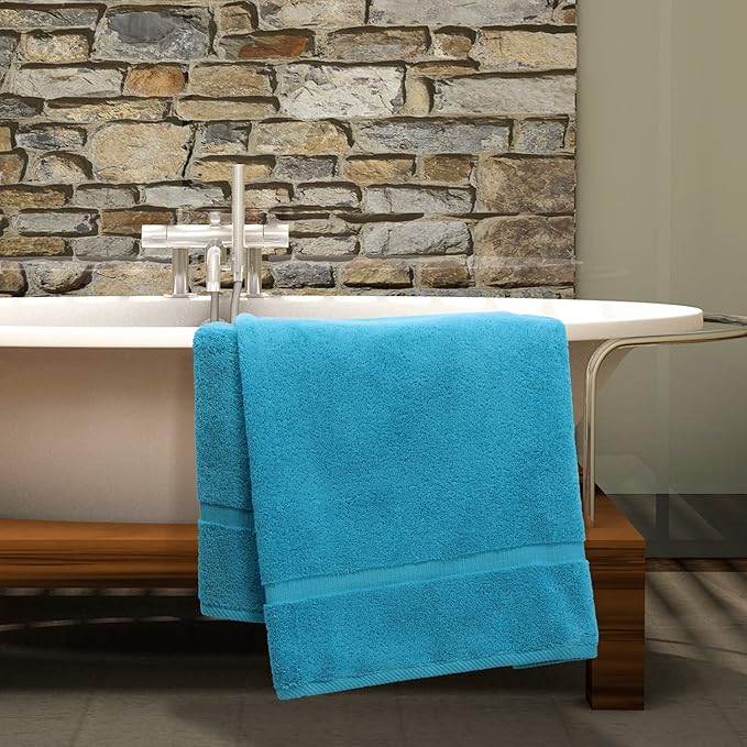 Luxury Hotel & Spa Collection Highly Absorbent, Quick Dry 100% Turkish Cotton 700 GSM, Eco Friendly Towel, for Bathroom Dobby Border Soft Bath Towel Set 27 X 54 -Aqua Blue, Bath Towels - Set of 4