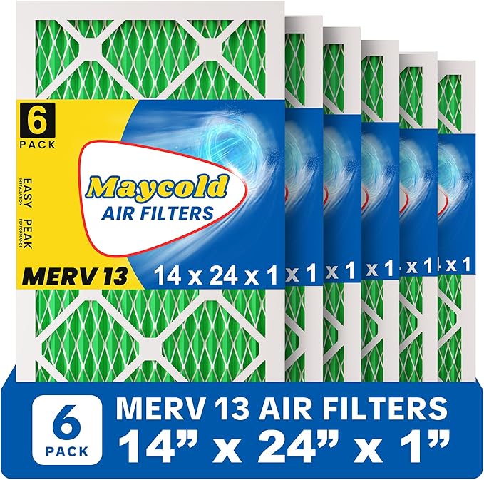Maycold MERV 13 14x24x1 Air Filter, High-Efficiency Pleated AC & Furnace Filters